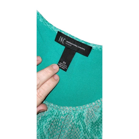 INC Draping Size 3x Animal Print Metallic Long Sleeve Blouse fairy Goddess Event - Picture 2 of 8